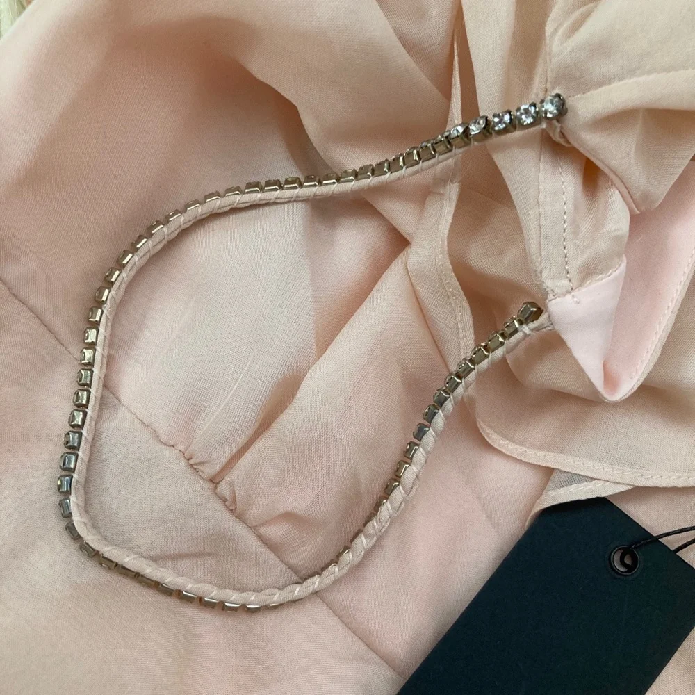 RACHEL ZOE Silk Ruffle & Crystal Accents Mini Dress - Picture 7 of 14